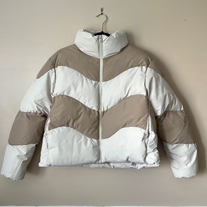 Vera Moda - Cream and tan puffer coat - S - Brand New with tags